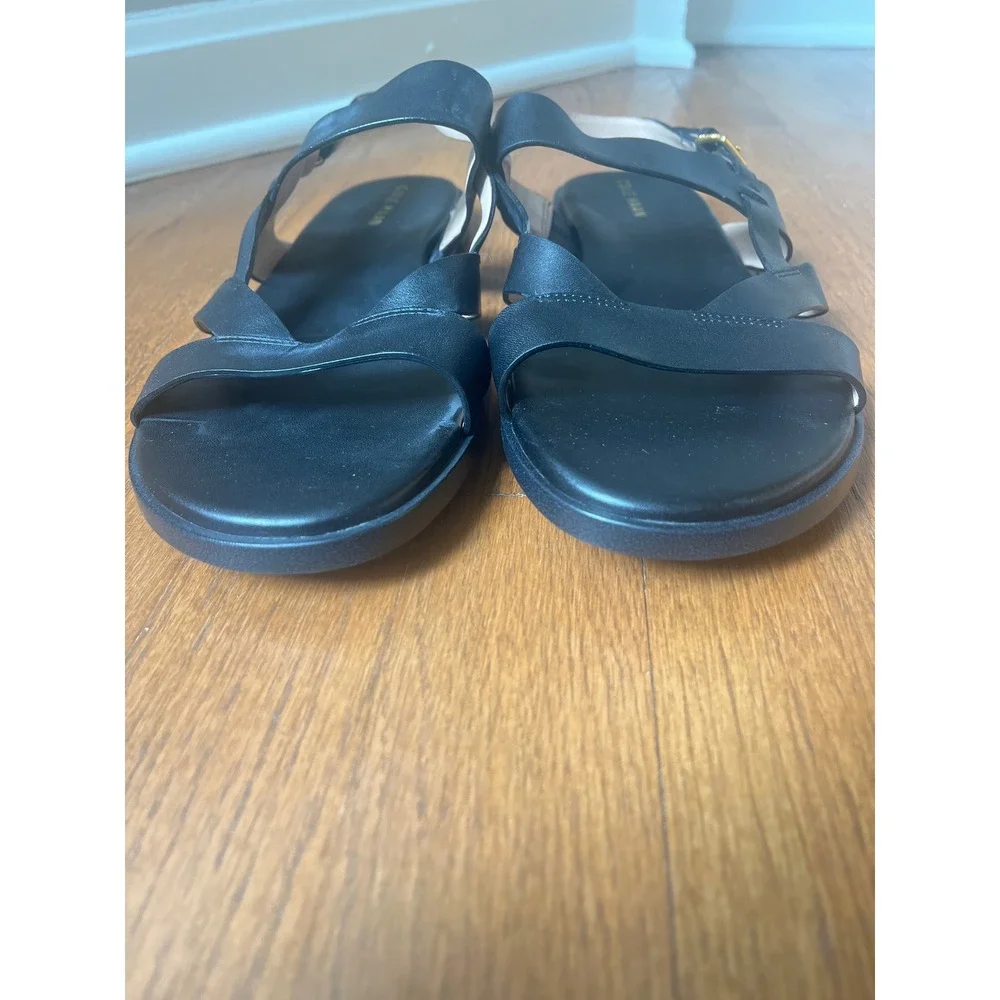 Cole Haan Fawn Black Leather Flat Footbed Sandals Size 11